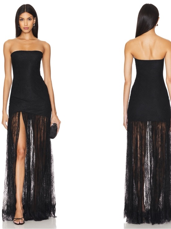 Retrofete Dresses & Skirts - RETROFETE Jeanette Strapless Lace Sheer Black Maxi Dress Size XS